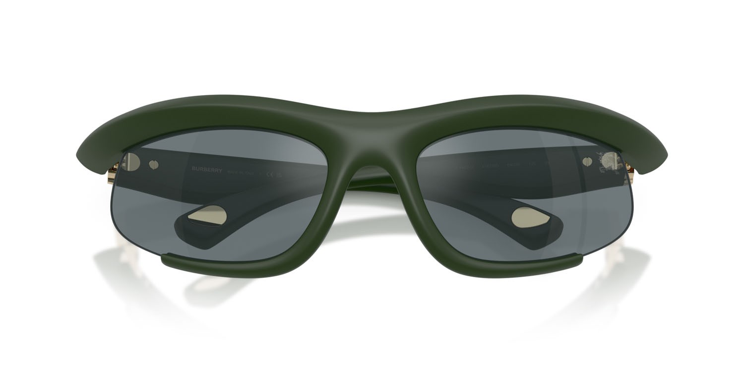 Sonnenbrillen Burberry BE 4462 (41876G) farbe verde effetto gommato form unregelmäßig gläser grigio nero specchiato