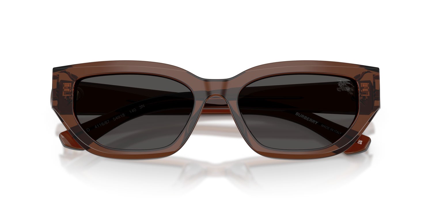 Sunglasses Burberry BE 4463D (411687) color marrone shape cat eye lenses grigio scuro