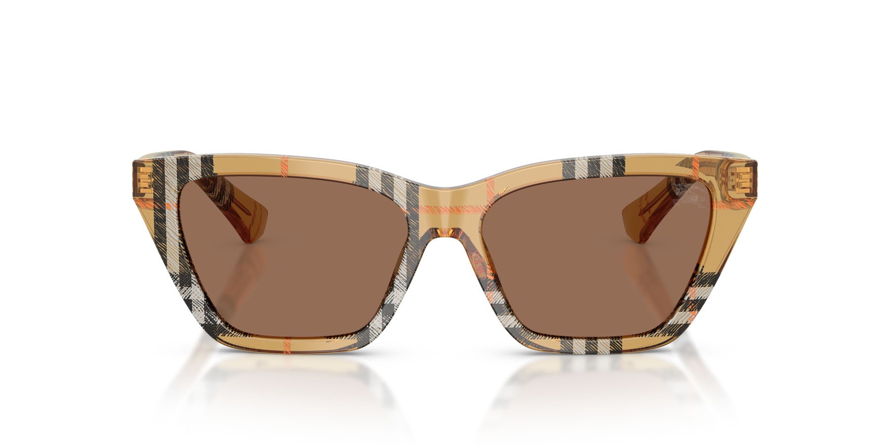 Occhiali da sole Burberry BE 4468 (416373) colore sabbia a scacchi forma cat eye lenti marrone scuro