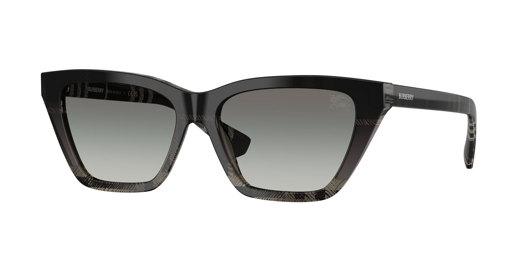 Sunglasses Burberry BE 4468 (420011) color motivo a quadri grigio shape cat eye lenses sfumato grigio