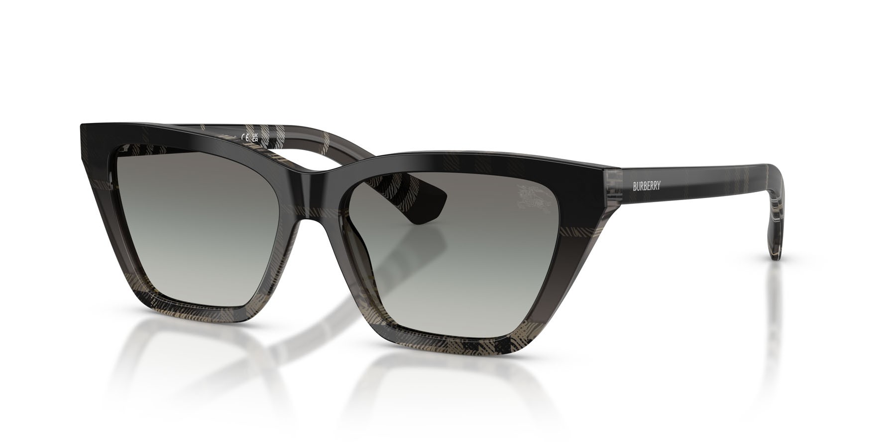 Sunglasses Burberry BE 4468 (420011) color motivo a quadri grigio shape cat eye lenses sfumato grigio