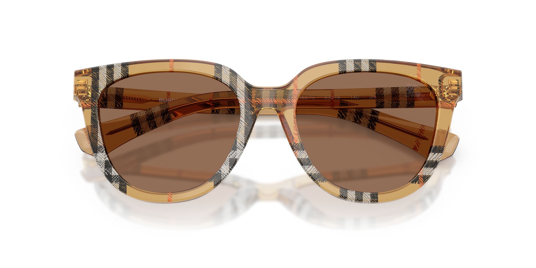 Occhiali da sole Burberry BE 4469 (416373) colore sabbia a scacchi forma pantos lenti marrone scuro