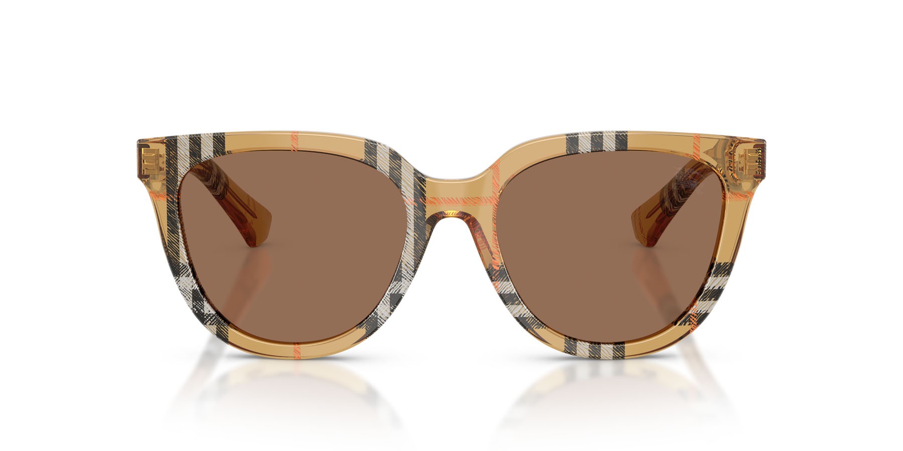 Occhiali da sole Burberry BE 4469 (416373) colore sabbia a scacchi forma pantos lenti marrone scuro