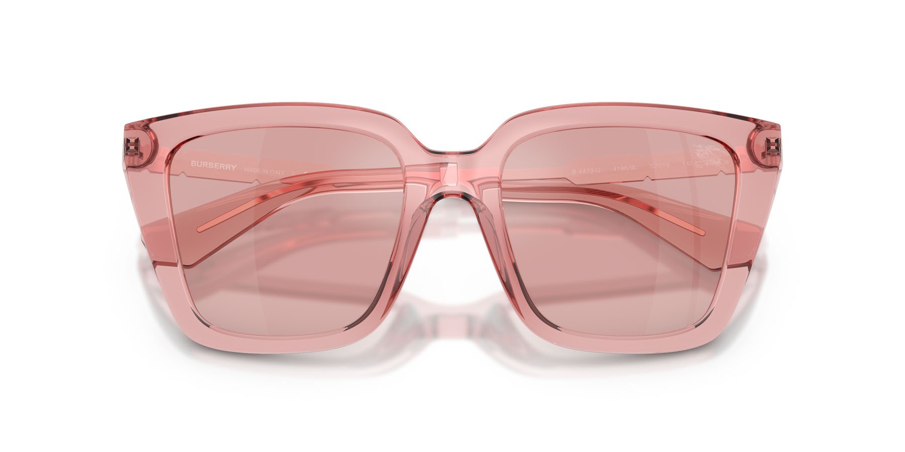 Occhiali da sole Burberry BE 4473U (41969L) colore rosa forma quadrato lenti violetto chiaro/flash argento