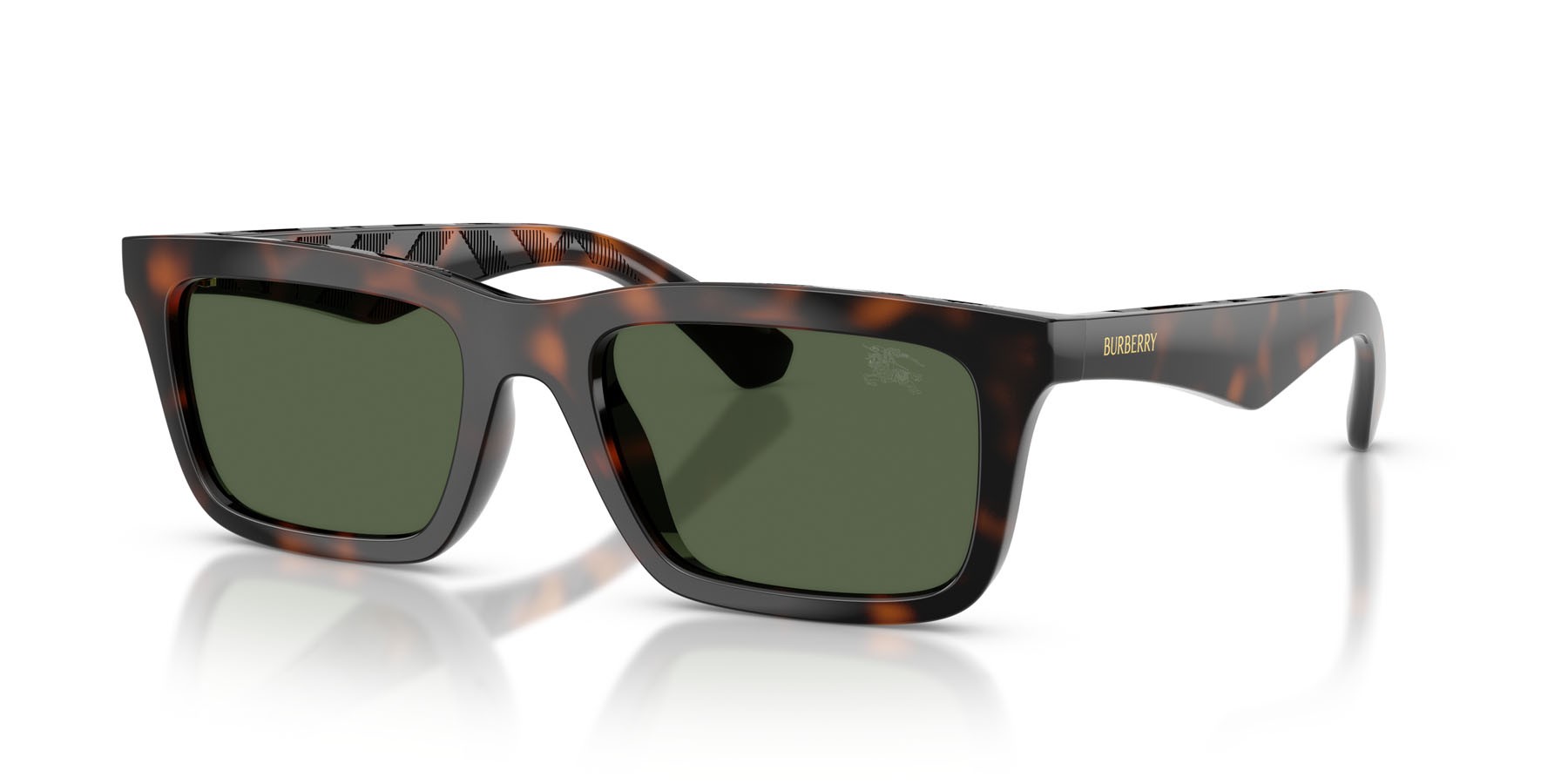 Occhiali da sole Burberry BE 4475U (30029A) colore havana scuro forma rettangolare lenti polar verde scuro