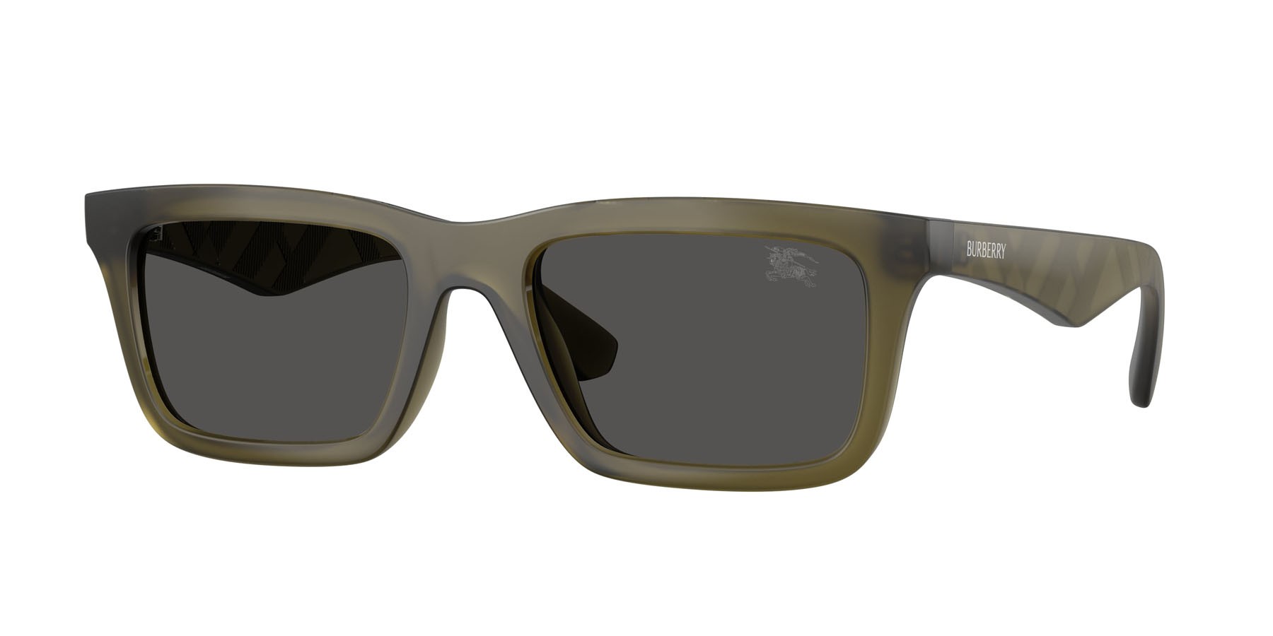 Occhiali da sole Burberry BE 4475U (421287) colore verde opaco forma rettangolare lenti grigio scuro