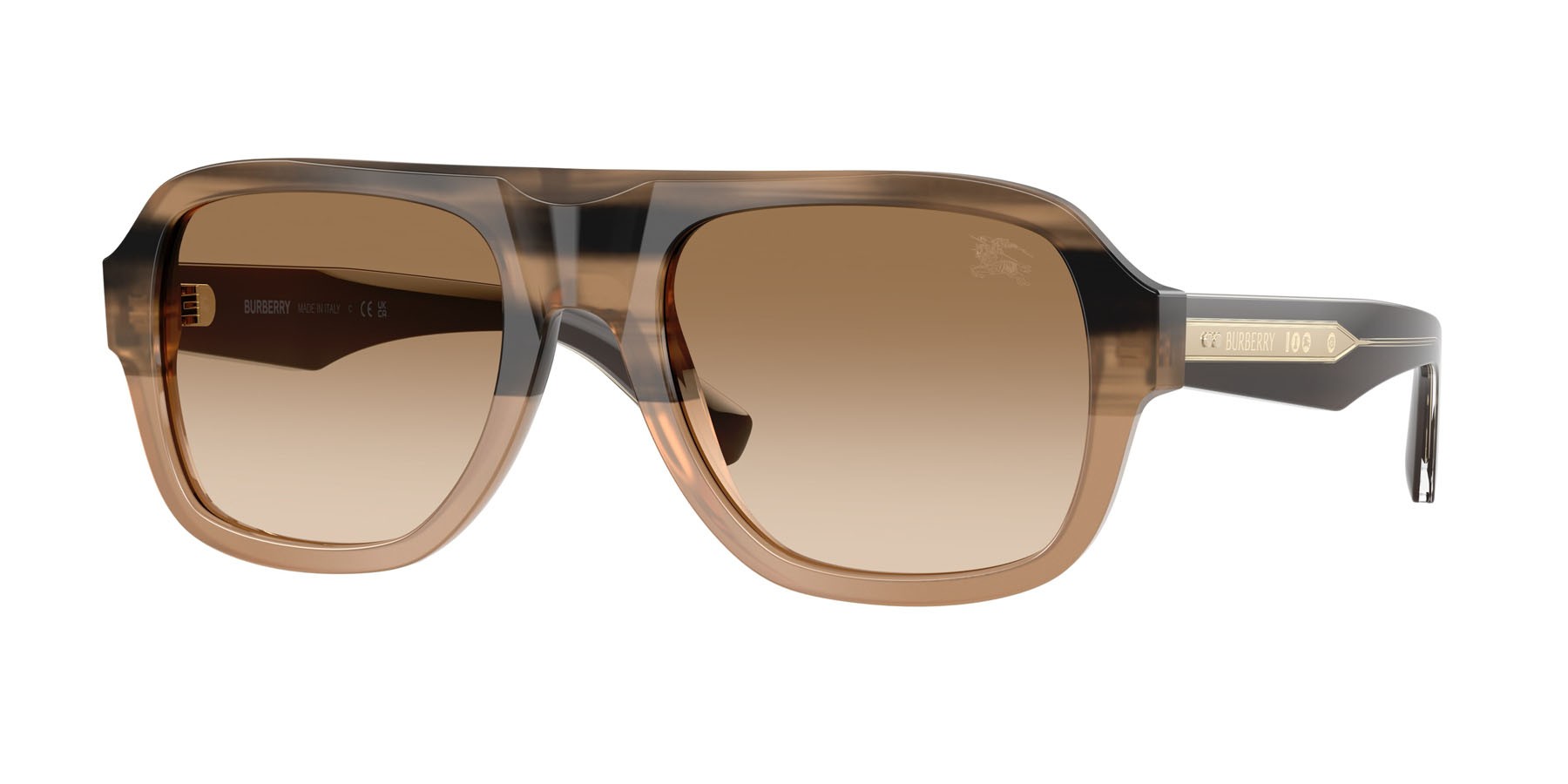 Sunglasses Burberry BE 4478 (420789) color beige striato shape aviator lenses marrone sfumato