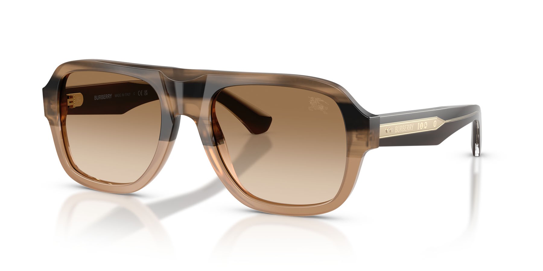 Sunglasses Burberry BE 4478 (420789) color beige striato shape aviator lenses marrone sfumato