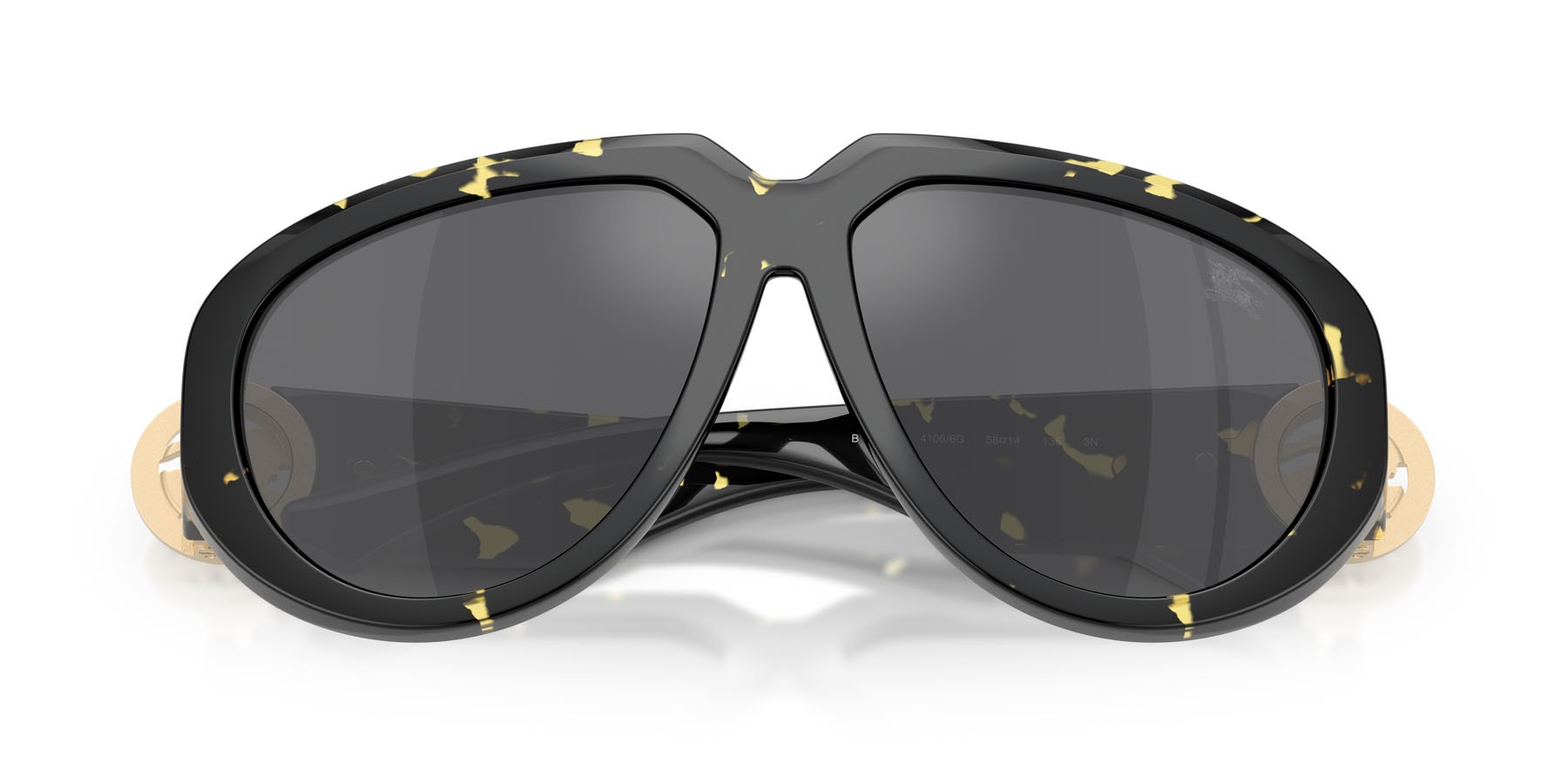 Sunglasses Burberry BE 4479U (41066G) color havana giallo shape aviator lenses grigio argento specchiato