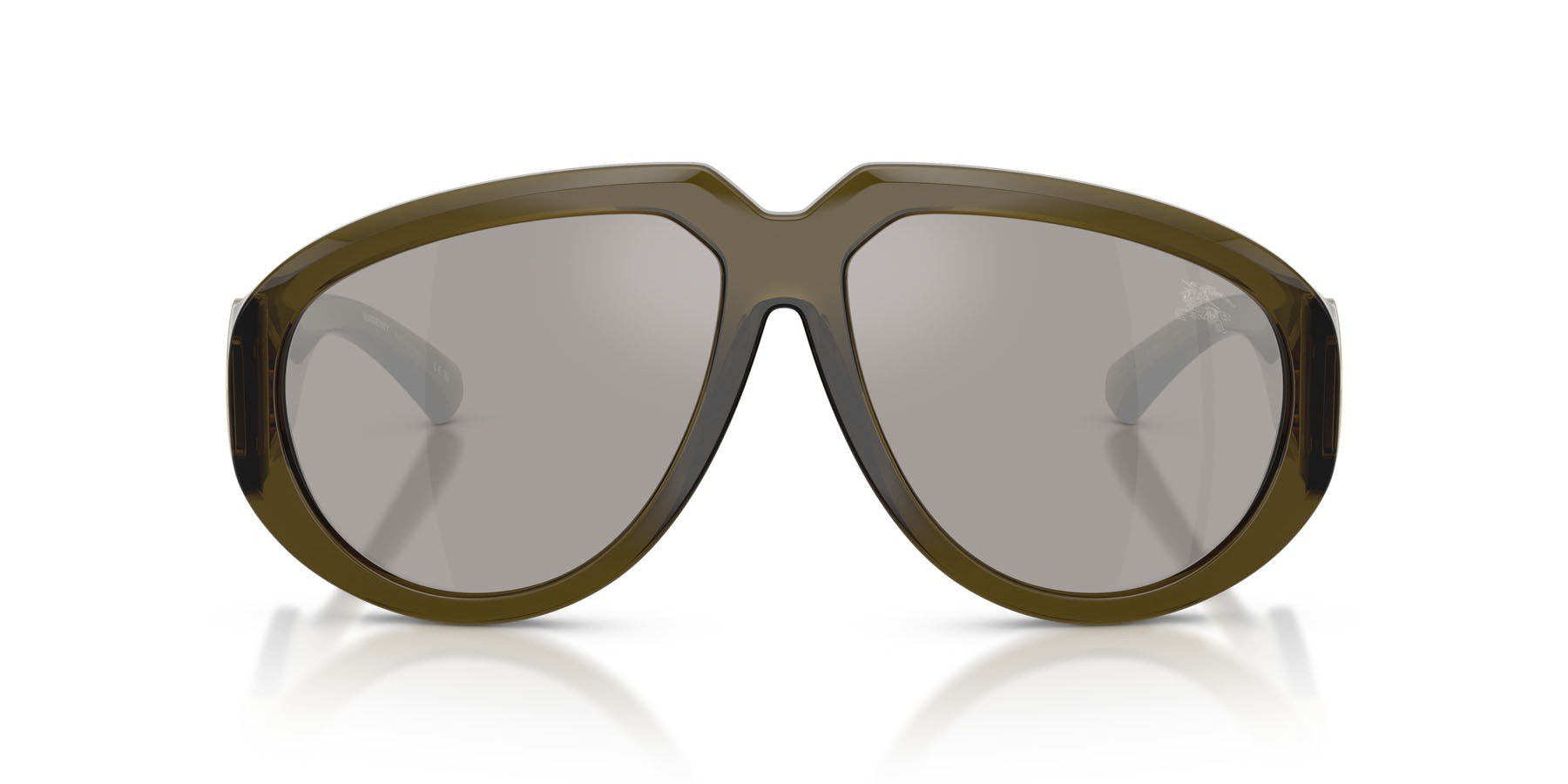 Sunglasses Burberry BE 4479U (41946G) color verde shape aviator lenses grigio chiaro specchiato argento