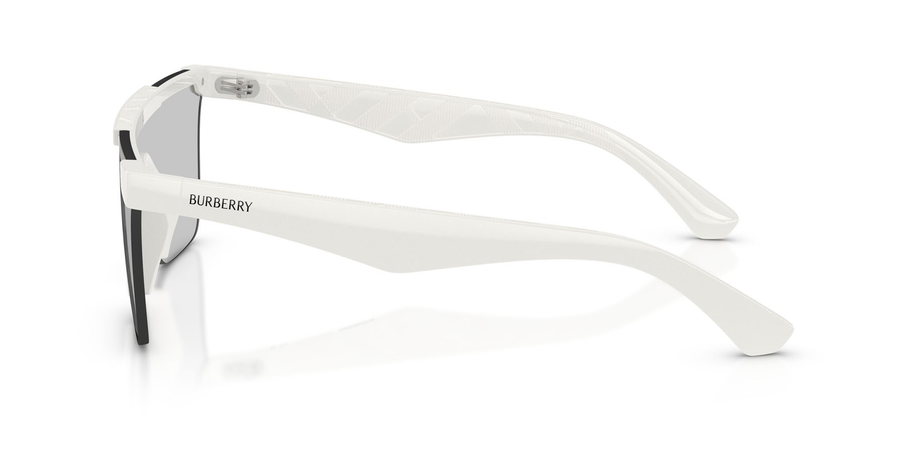 Sunglasses Burberry BE 4480D (417269) color bianco shape rectangle lenses light grey tampo silver