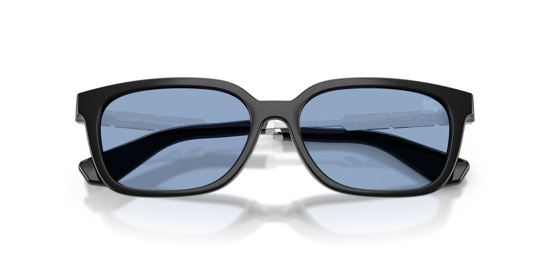 Occhiali da sole Burberry BE 4481D (300172) colore nero forma rettangolare lenti azzurro