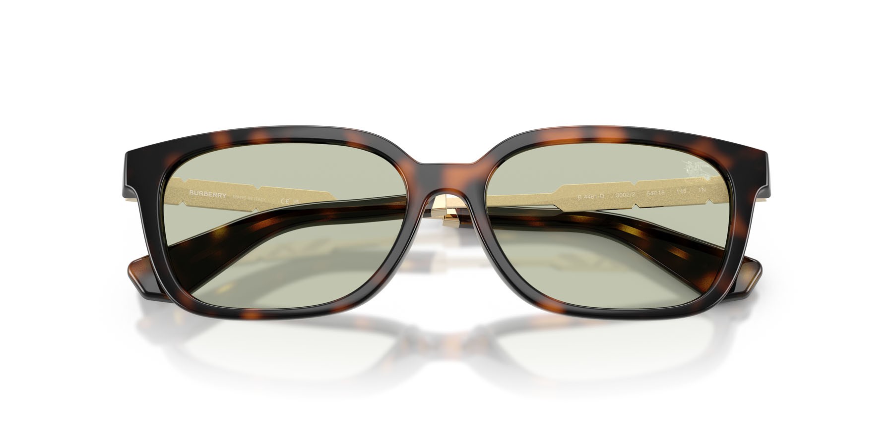 Occhiali da sole Burberry BE 4481D (3002/2) colore havana scuro forma rettangolare lenti verde chiaro