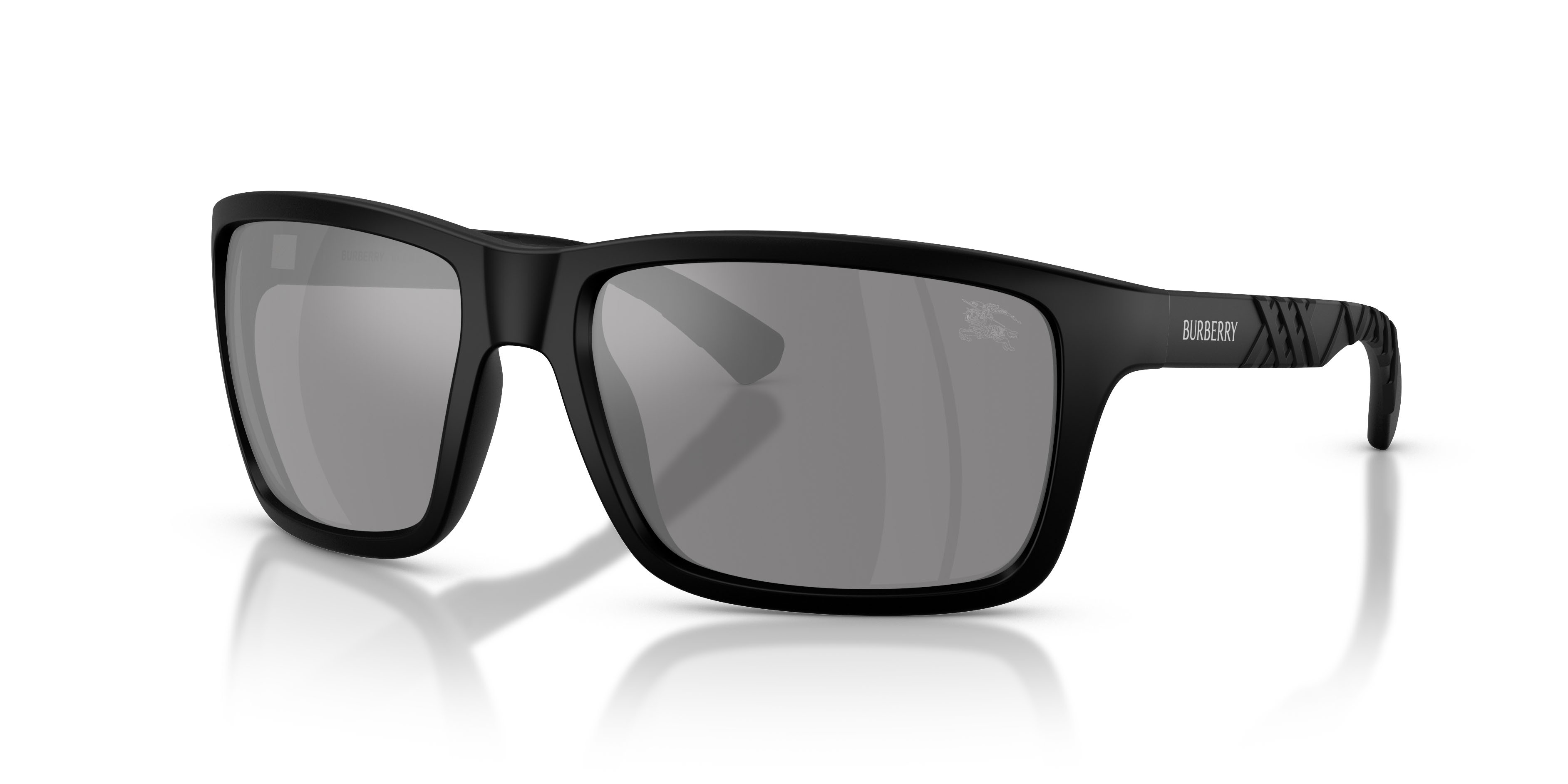Sunglasses Burberry BE 4483 (34646G) color nero opaco shape rectangle lenses grigio specchio argento