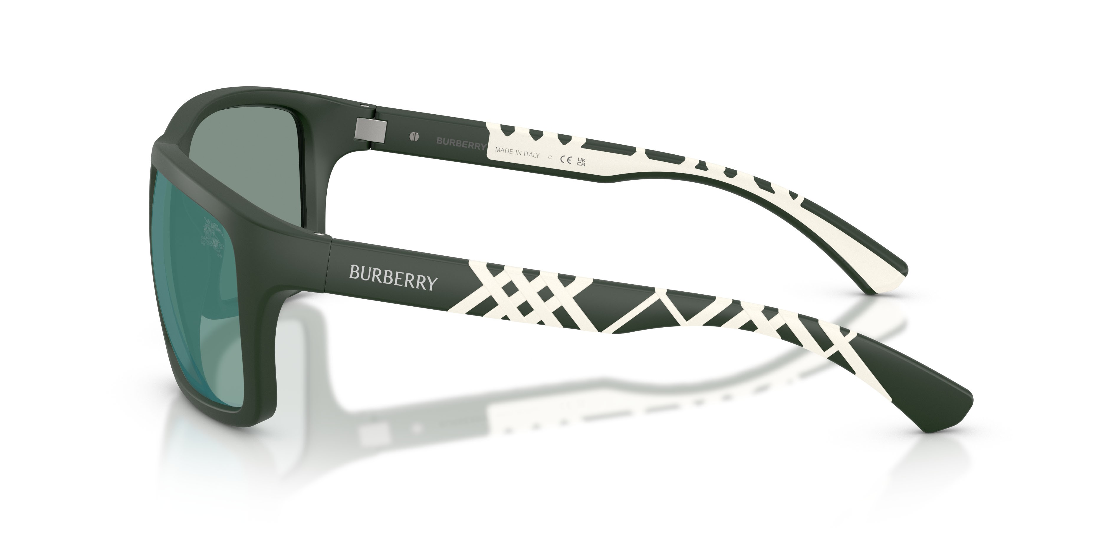 Occhiali da sole Burberry BE 4483 (42326R) colore verde opaco forma rettangolare lenti verde specchio petrol