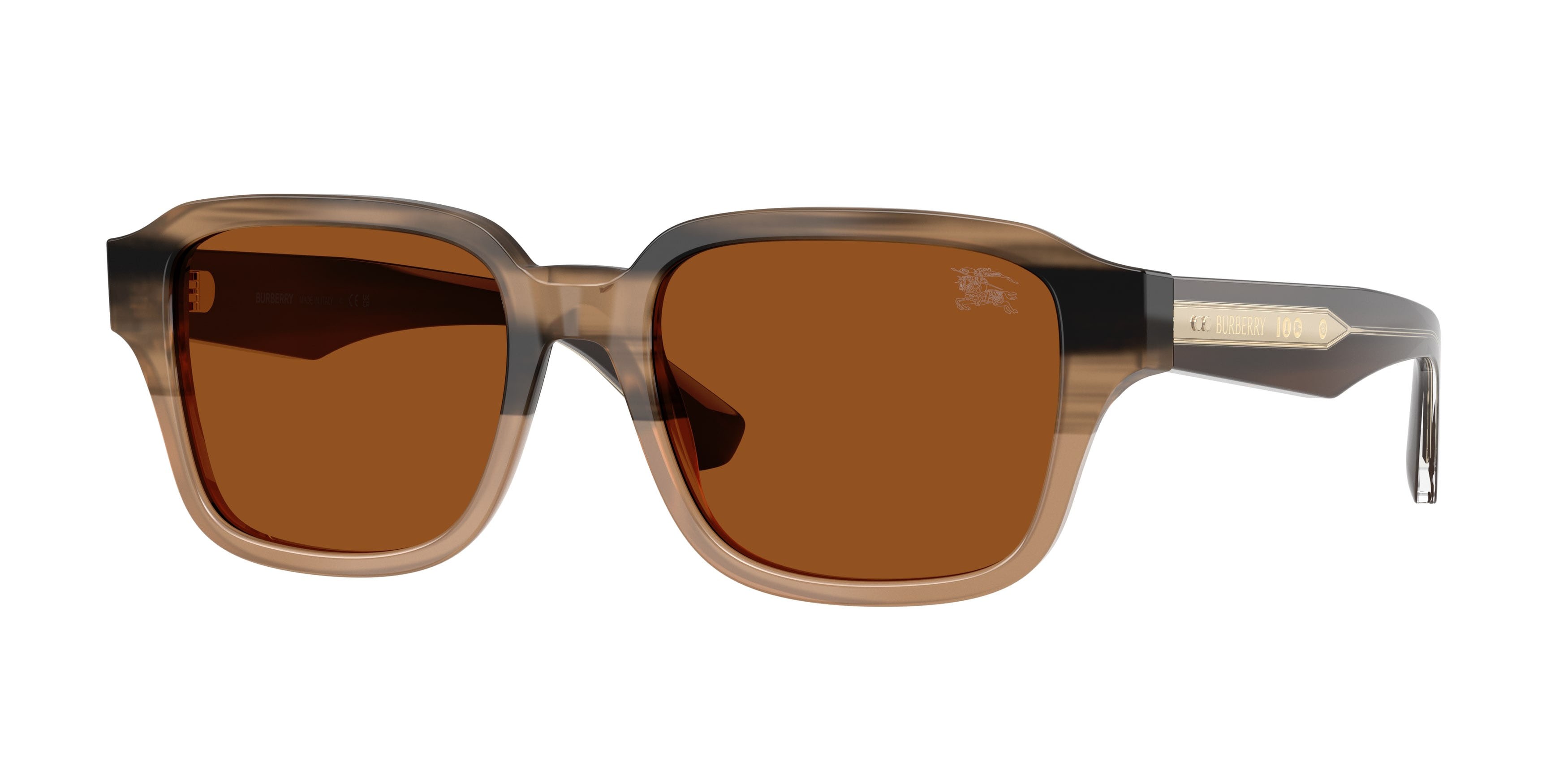 Occhiali da sole Burberry BE 4484 (420773) colore beige striato forma quadrato lenti marrone scuro