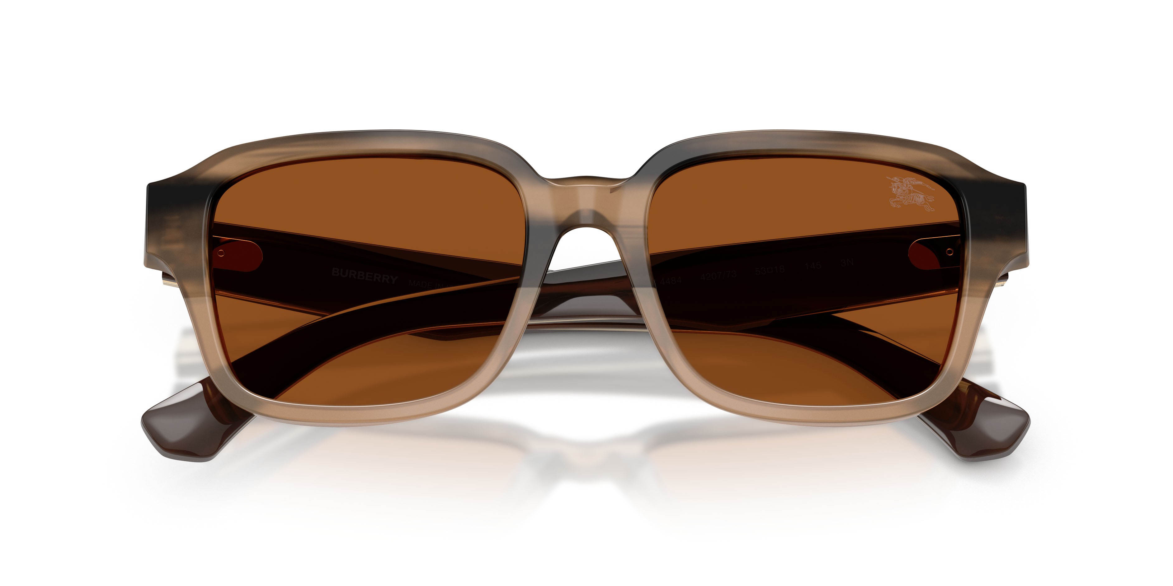 Occhiali da sole Burberry BE 4484 (420773) colore beige striato forma quadrato lenti marrone scuro