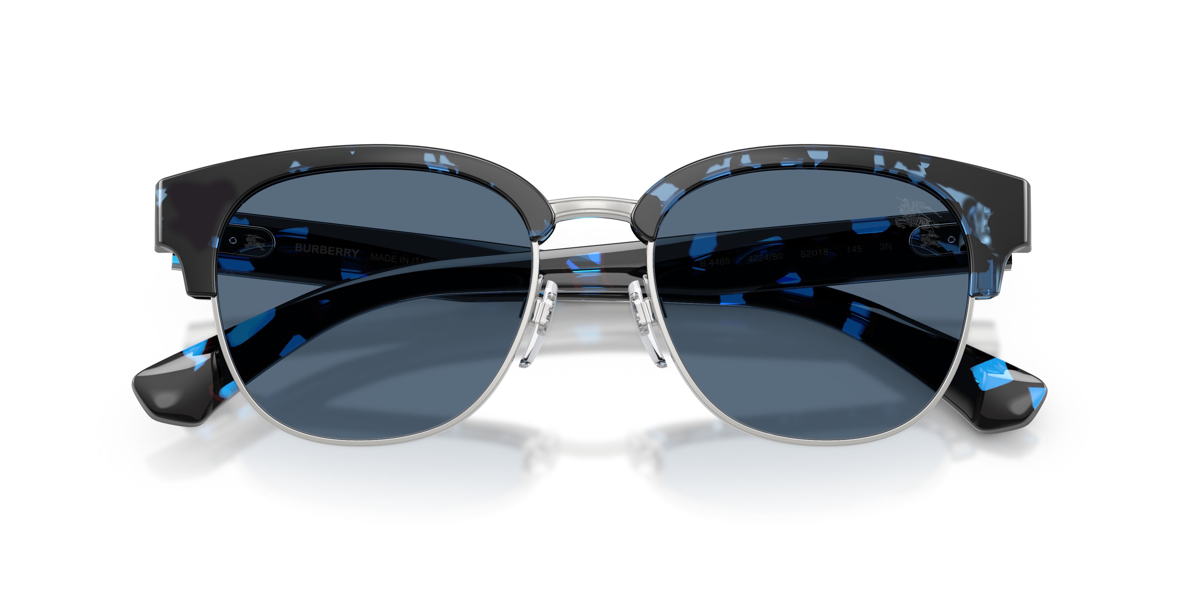 Occhiali da sole Burberry BE 4485 (422480) colore blu havana forma rotondo lenti blu scuro