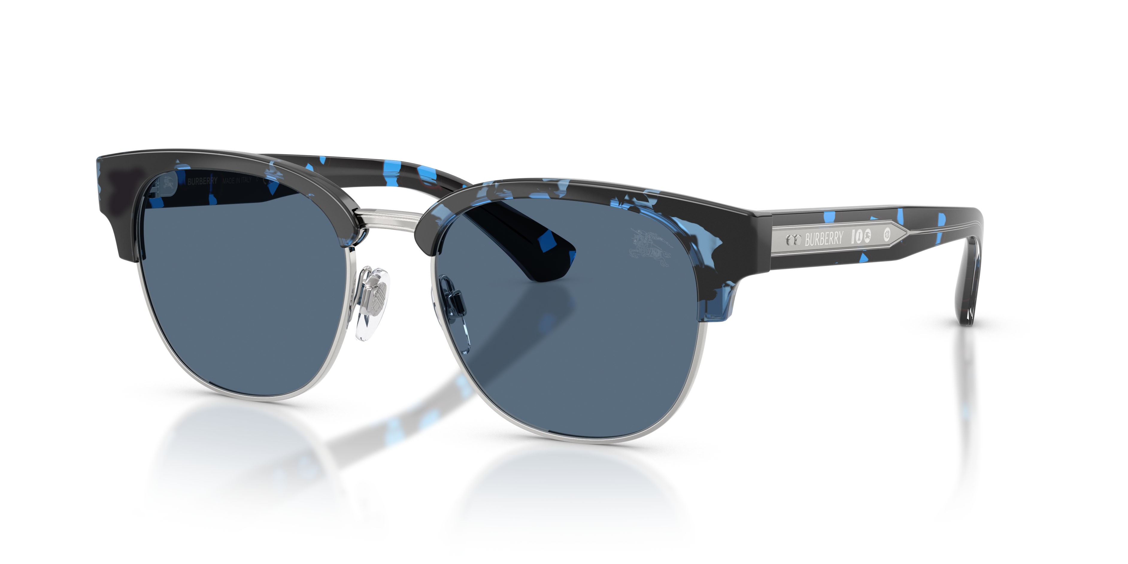 Occhiali da sole Burberry BE 4485 (422480) colore blu havana forma rotondo lenti blu scuro
