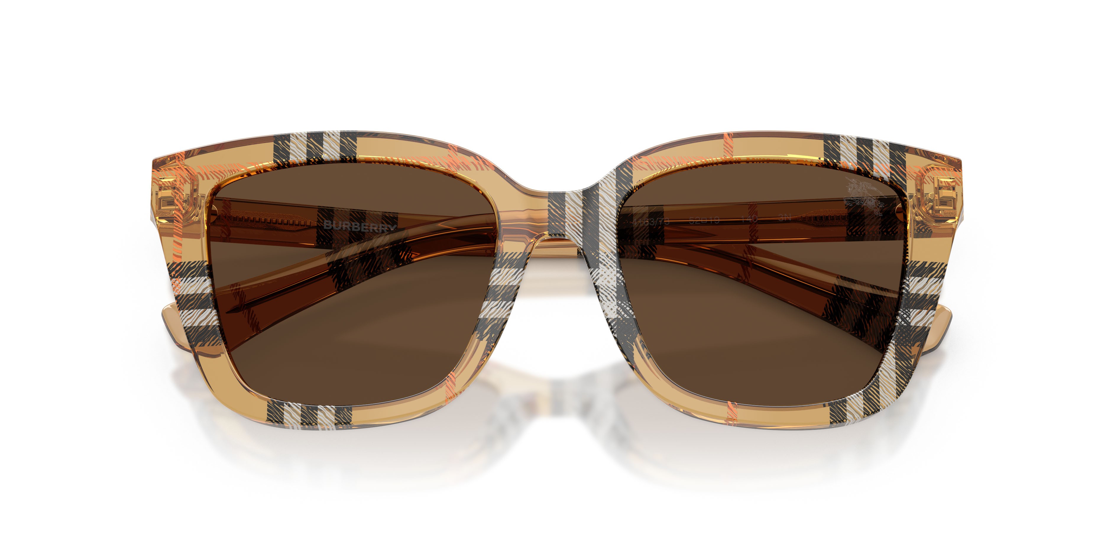 Sunglasses Burberry BE 4487 (416373) color sabbia a scacchi shape square lenses marrone scuro