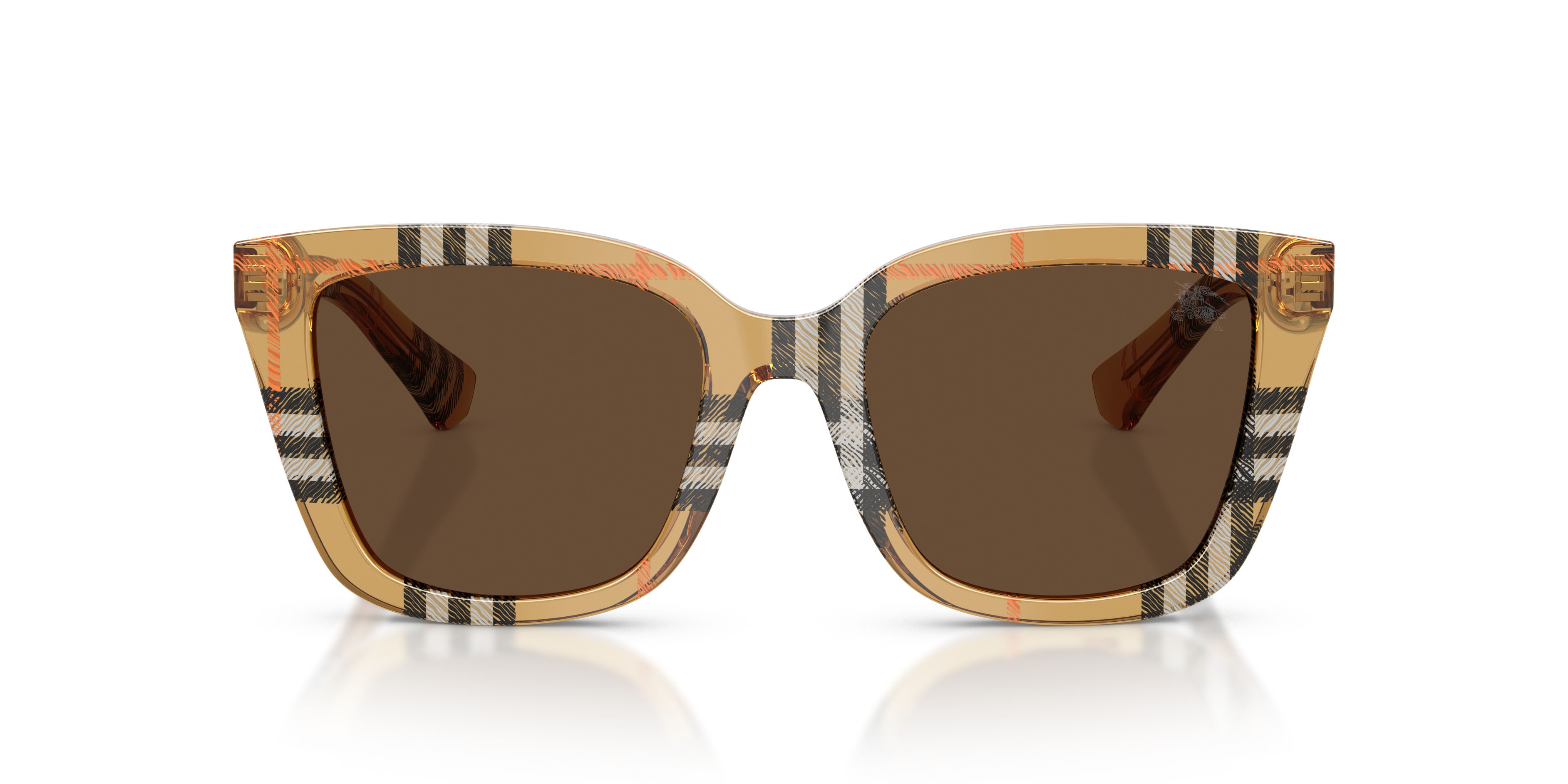 Sunglasses Burberry BE 4487 (416373) color sabbia a scacchi shape square lenses marrone scuro