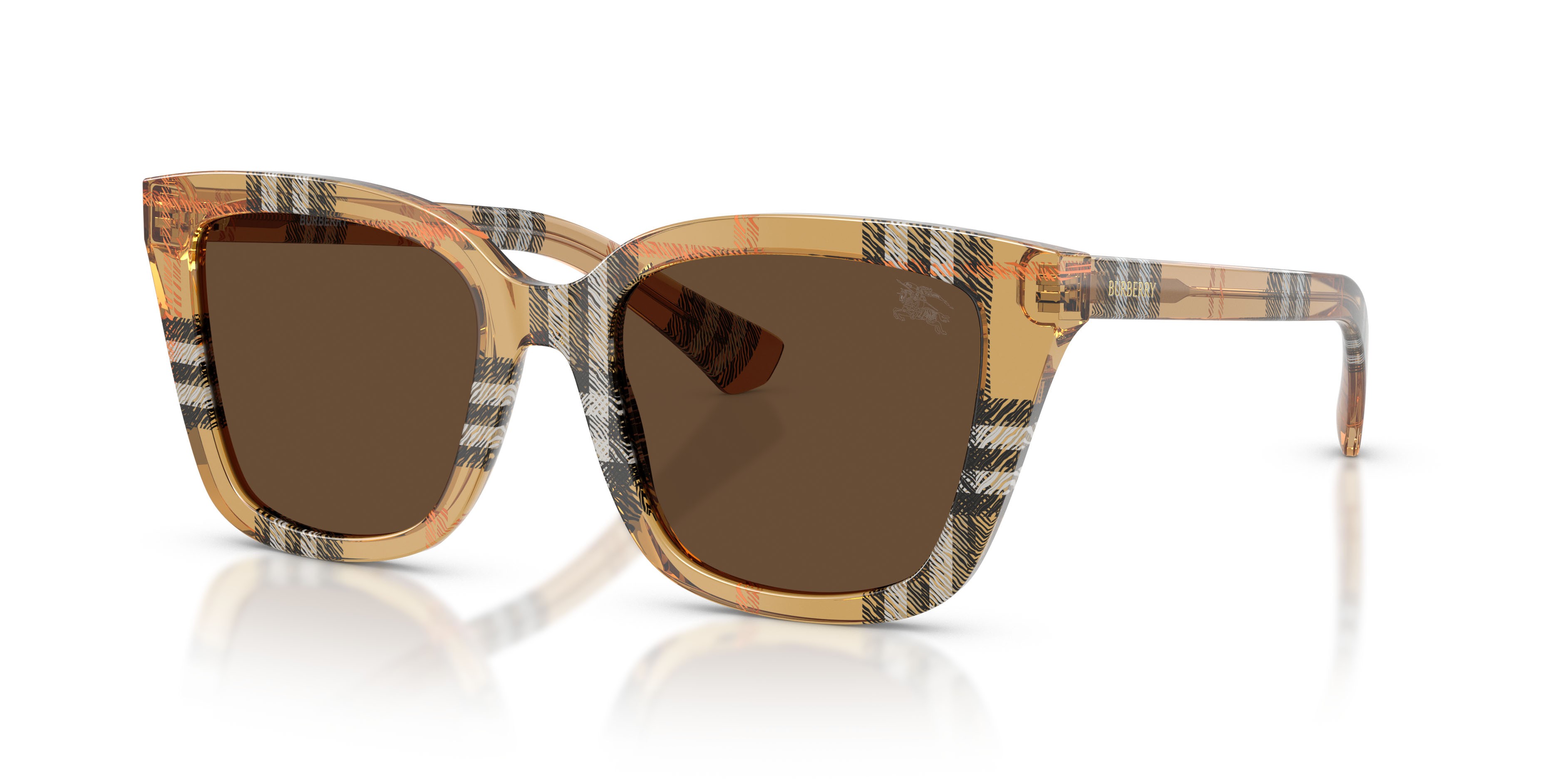 Sunglasses Burberry BE 4487 (416373) color sabbia a scacchi shape square lenses marrone scuro