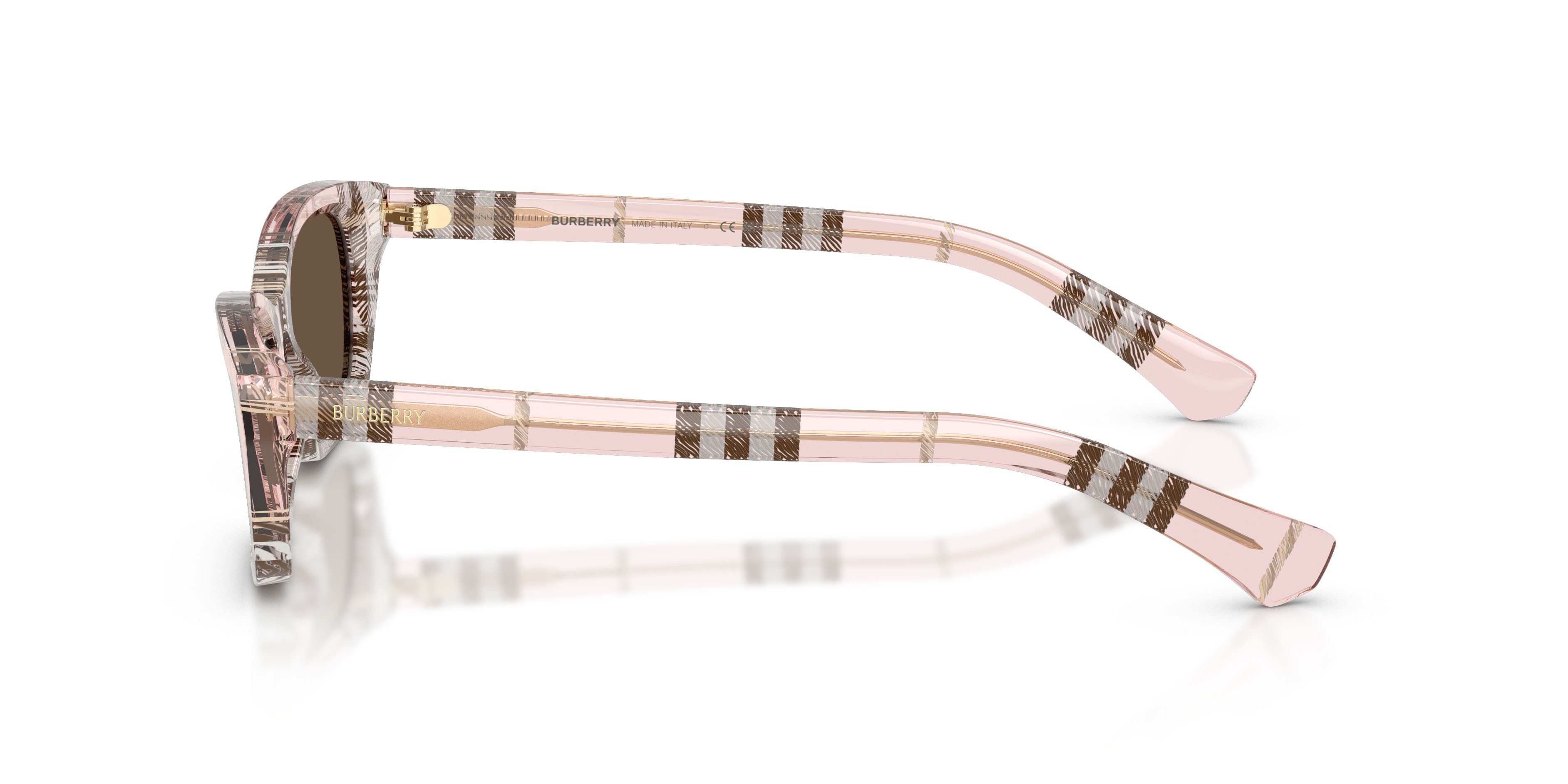 Sunglasses Burberry BE 4488 (422173) color motivo a quadri rosa shape rectangle lenses marrone