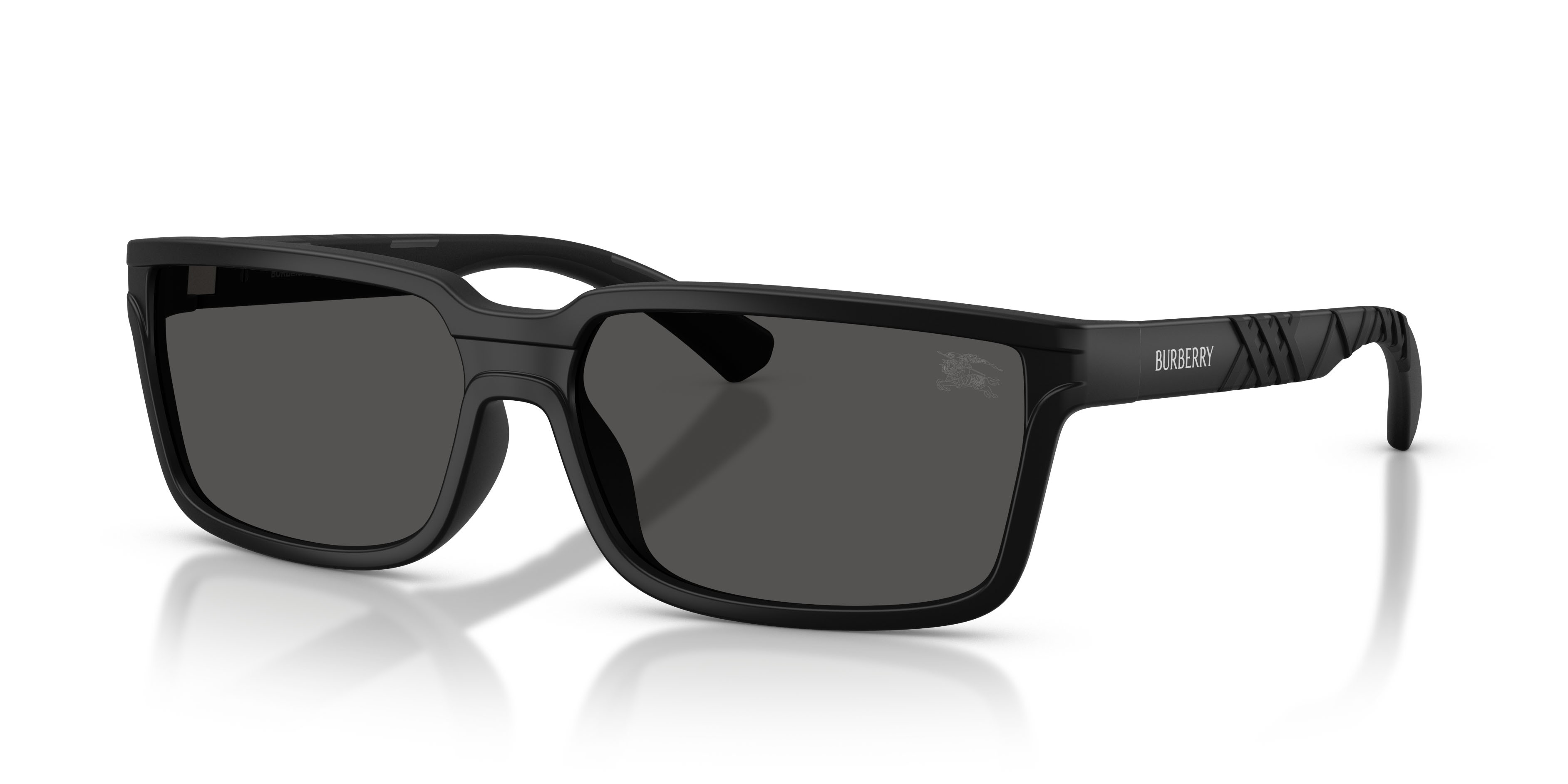 Occhiali da sole Burberry BE 4495D (346487) colore nero opaco forma rettangolare lenti grigio scuro