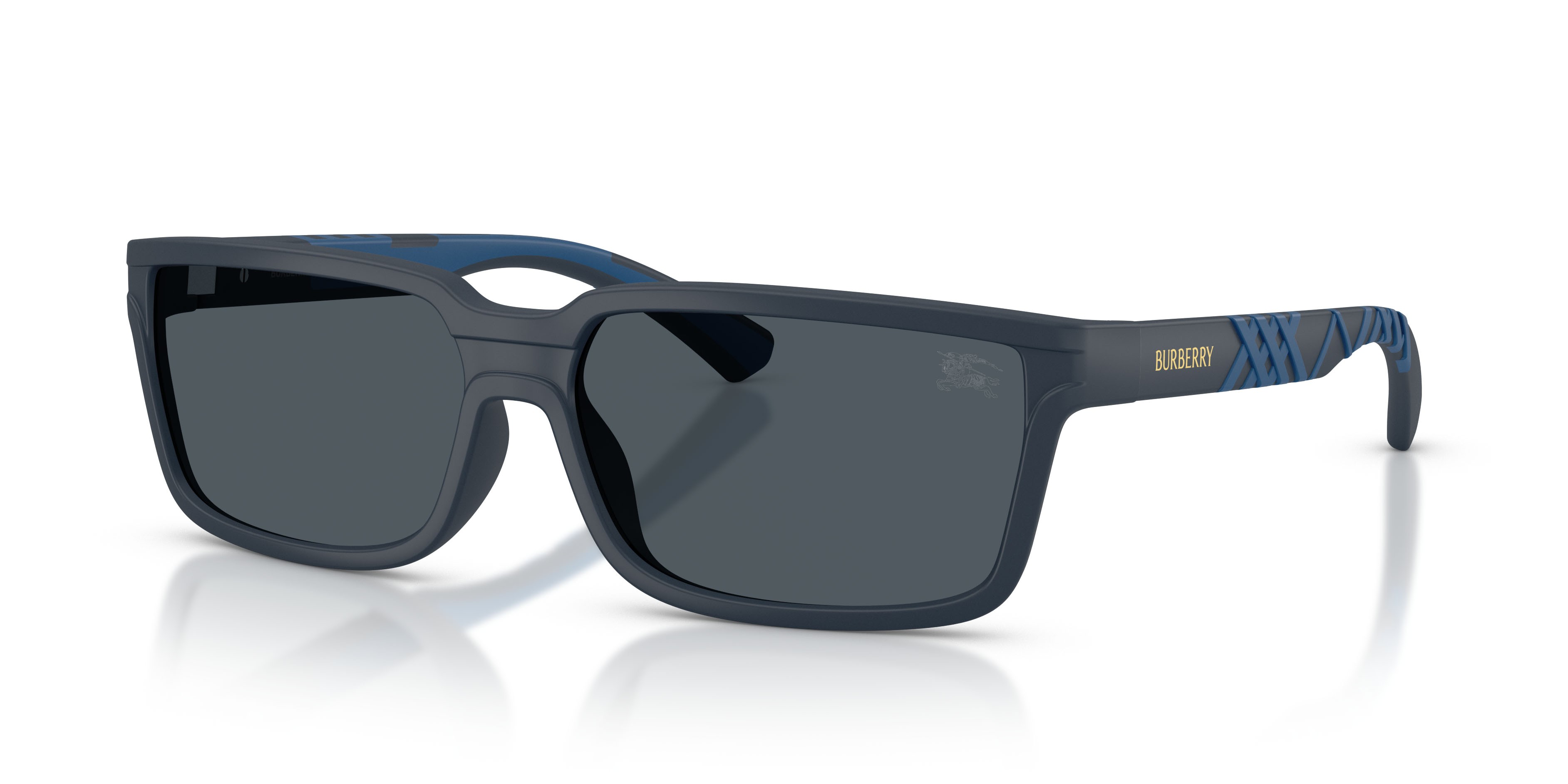 Occhiali da sole Burberry BE 4495D (424087) colore blu opaco forma rettangolare lenti grigio scuro