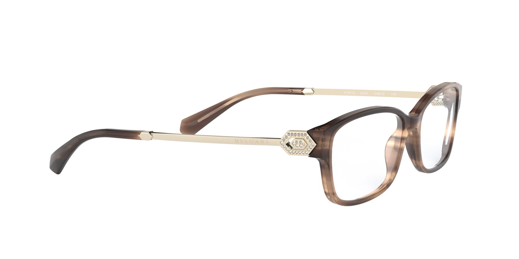 Brillen Bulgari BV 4180B (5240) farbe striato marrone form rechteckig gläser lente demo