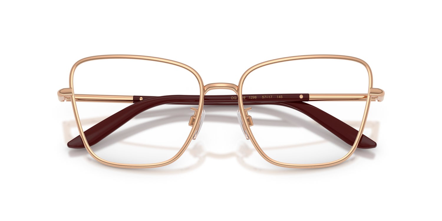 Occhiali da vista Dolce & Gabbana DG 1359 (1298) colore oro rose forma cat eye lenti lente demo