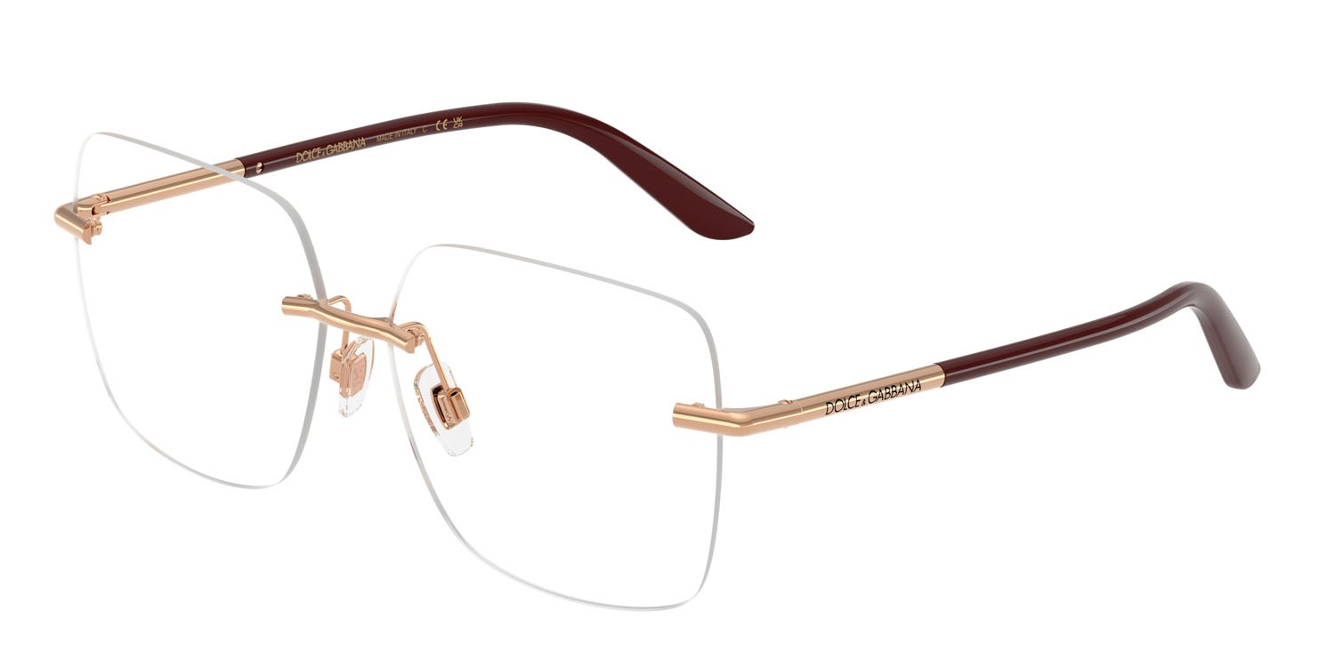 Eyeglasses Dolce & Gabbana DG 1360 (1298) color oro rose shape square lenses lente demo