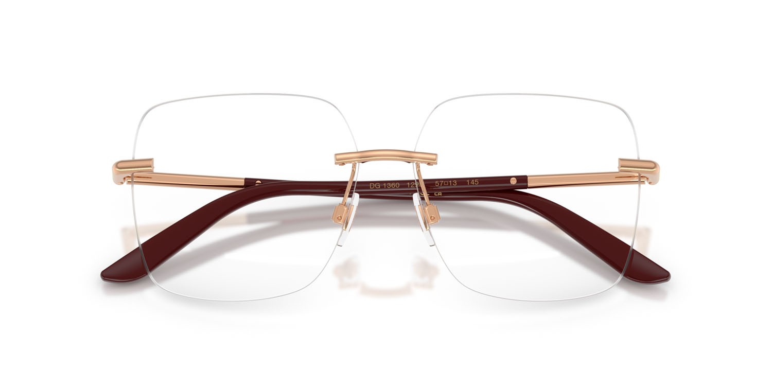 Eyeglasses Dolce & Gabbana DG 1360 (1298) color oro rose shape square lenses lente demo