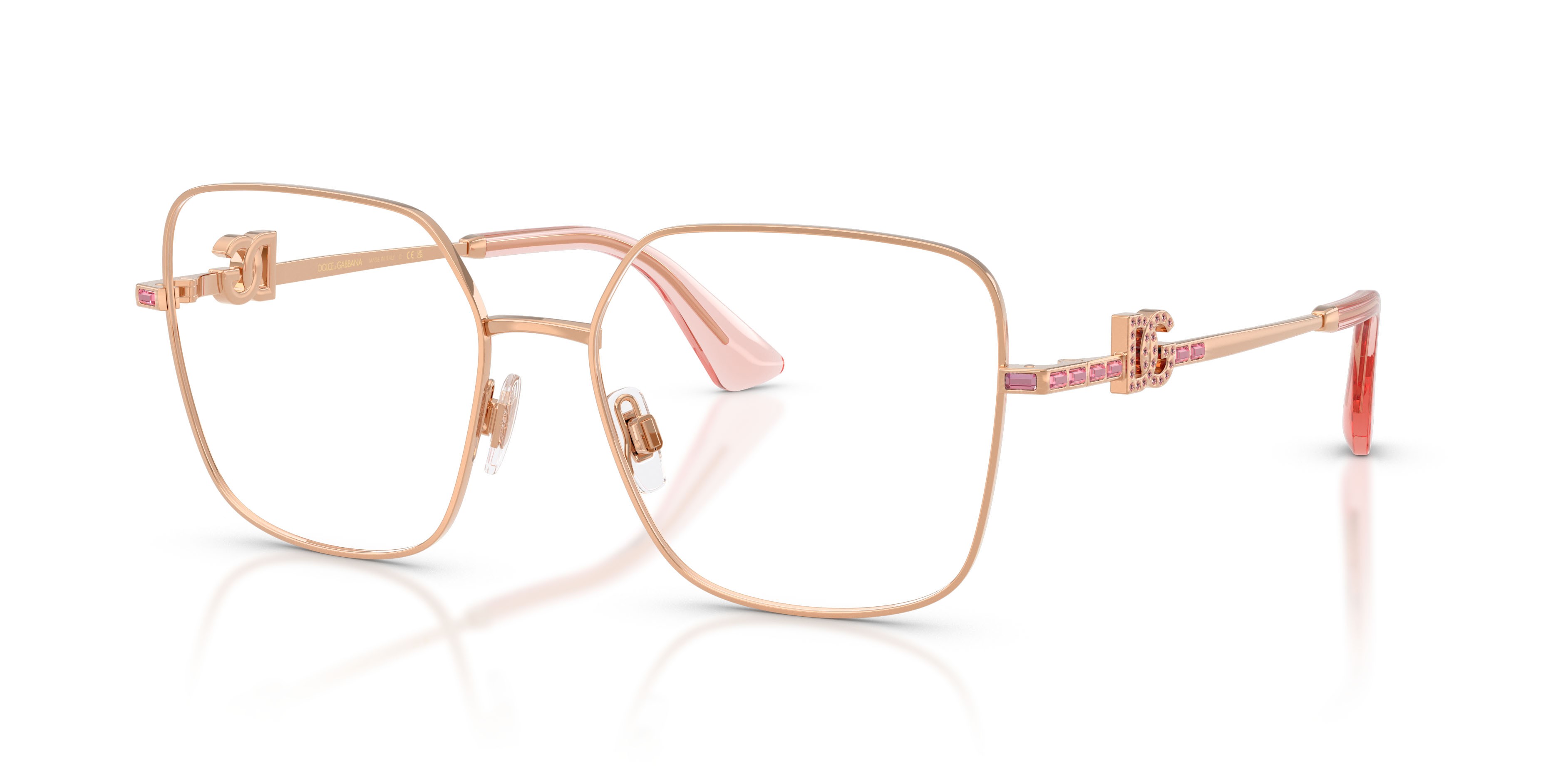 Occhiali da vista Dolce & Gabbana DG 1367B (1298) colore oro rose forma quadrato lenti lente demo