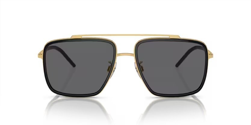 Occhiali da sole Dolce & Gabbana DG 2220 (02/81) colore gold/black forma rettangolare lenti polar grey