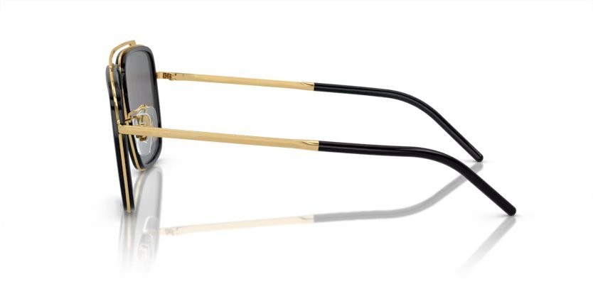 Occhiali da sole Dolce & Gabbana DG 2220 (02/81) colore gold/black forma rettangolare lenti polar grey