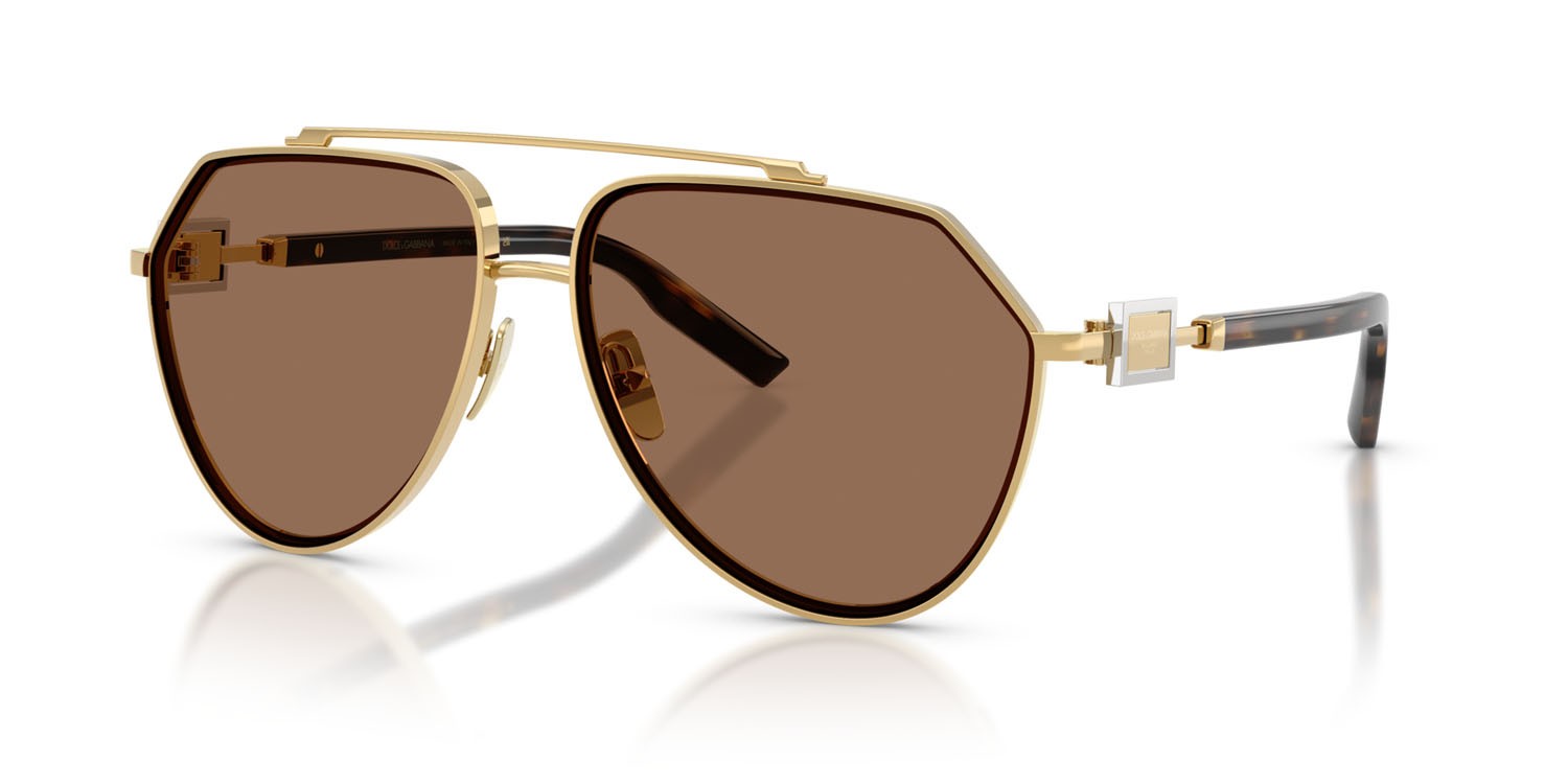 Occhiali da sole Dolce & Gabbana DG 2315 (02/73) colore oro forma aviator lenti marrone scuro