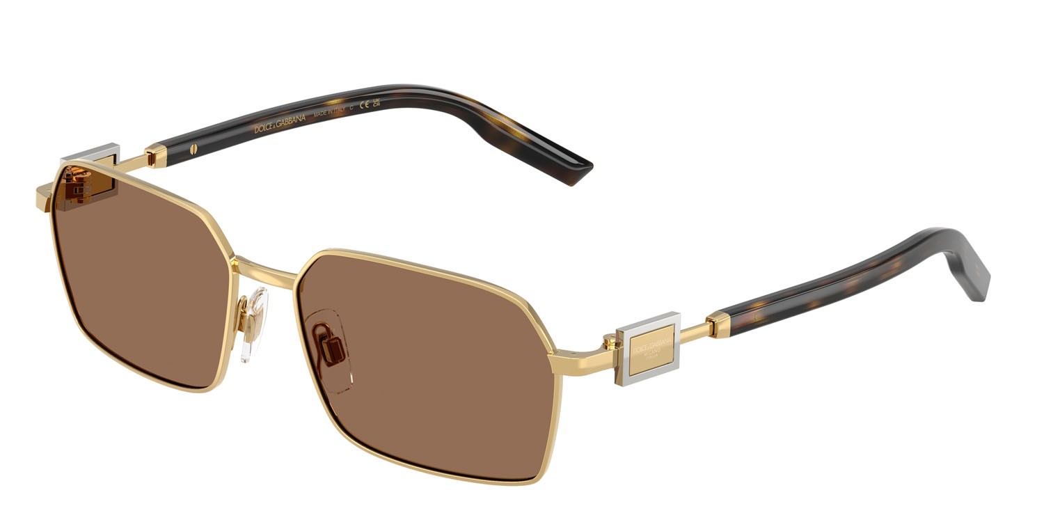 Sunglasses Dolce & Gabbana DG 2316 (02/73) color oro shape rectangle lenses marrone scuro