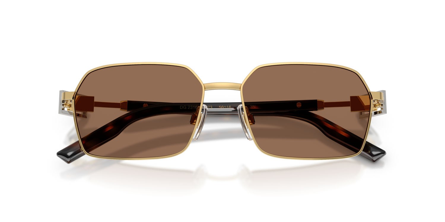 Sunglasses Dolce & Gabbana DG 2316 (02/73) color oro shape rectangle lenses marrone scuro