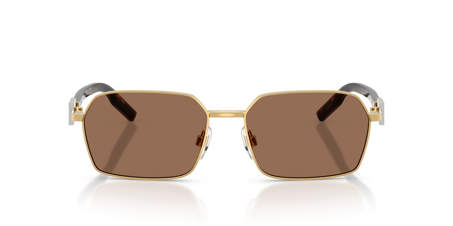 Sunglasses Dolce & Gabbana DG 2316 (02/73) color oro shape rectangle lenses marrone scuro
