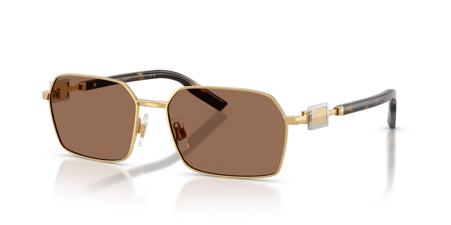 Sunglasses Dolce & Gabbana DG 2316 (02/73) color oro shape rectangle lenses marrone scuro