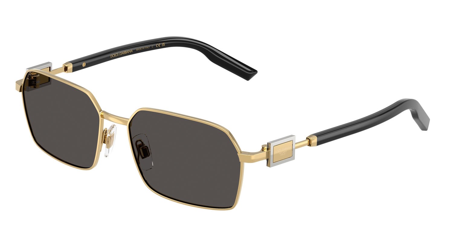 Occhiali da sole Dolce & Gabbana DG 2316 (02/87) colore oro forma rettangolare lenti grigio scuro