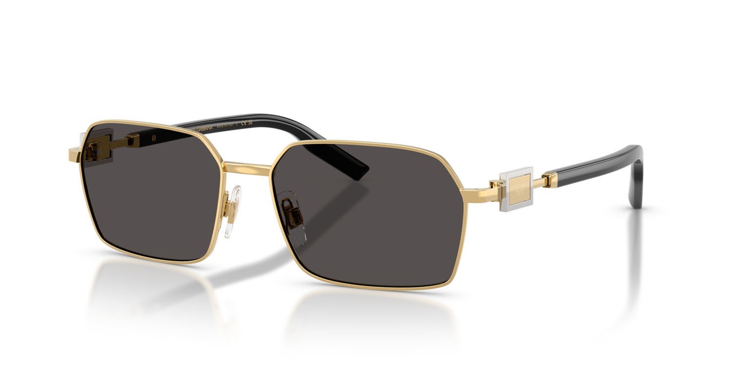 Occhiali da sole Dolce & Gabbana DG 2316 (02/87) colore oro forma rettangolare lenti grigio scuro