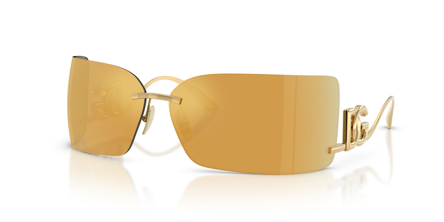 Sunglasses Dolce & Gabbana DG 2319 (02/5A) color oro shape rectangle lenses marrone specchiato oro