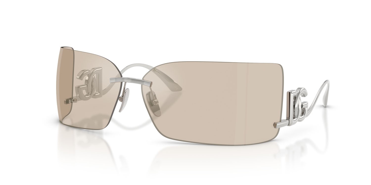 Sunglasses Dolce & Gabbana DG 2319 (05/6G) color argento shape rectangle lenses avorio a specchio flash