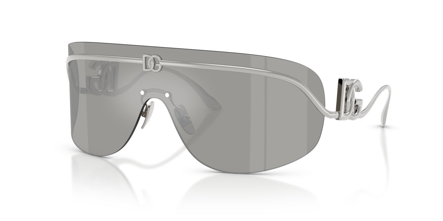 Occhiali da sole Dolce & Gabbana DG 2320 (05/6G) colore argento forma quadrato lenti grigio argento specchiato