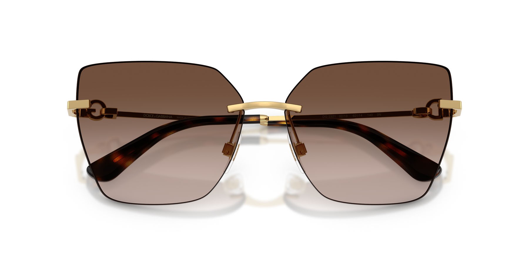 Sunglasses Dolce & Gabbana DG 2321 (02/13) color oro shape cat eye lenses marrone sfumato