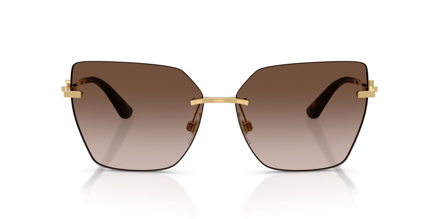 Sunglasses Dolce & Gabbana DG 2321 (02/13) color oro shape cat eye lenses marrone sfumato