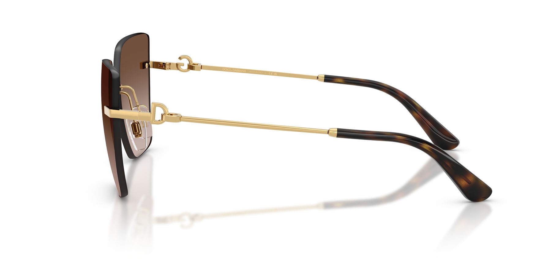 Sunglasses Dolce & Gabbana DG 2321 (02/13) color oro shape cat eye lenses marrone sfumato