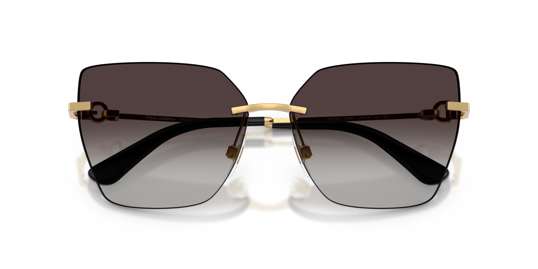 Sunglasses Dolce & Gabbana DG 2321 (02/8G) color oro shape cat eye lenses sfumato grigio